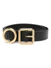 Jacquemus Vitello Leather Belt With Dual Gold-tone Buckles In Black