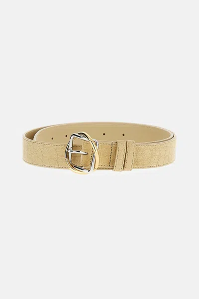 Jacquemus Beige Suede Leather Belt With Two-tone Metal Buckle In Brown