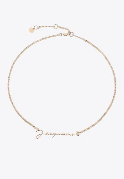 Jacquemus La Chaine Logo Lettering Necklace In Silver