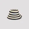 Jacquemus Vela Bucket Striped Raffia Hat In Ivoryblack