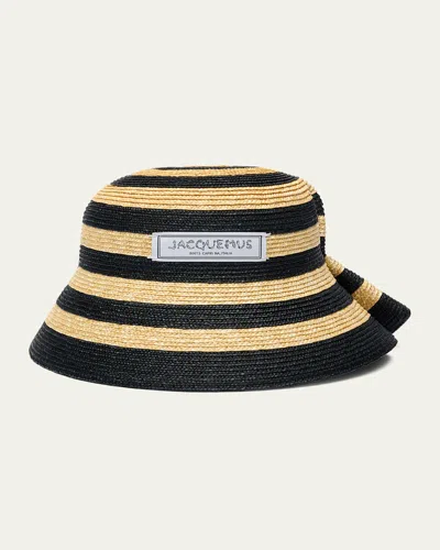 JACQUEMUS LA CHAPEAU VELA STRIPED RAFFIA BUCKET HAT