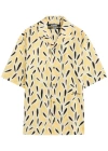 Jacquemus Yellow Cotton Jean Shirt With Playful Leaf Pattern In Yellow