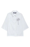 Jacquemus White Shirt With Front And Back Print In Cotton Man In Palm Tree White/black