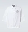 Jacquemus White Shirt With Front And Back Print In Cotton Man In Palm Tree White / Black