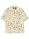 Jacquemus Yellow Cotton Jean Shirt With Playful Leaf Pattern In Multicolour