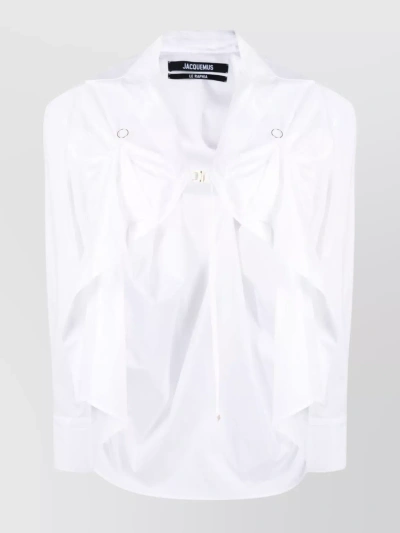 Jacquemus Asymmetry Collar Hem Cotton Cut-out In White