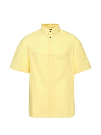 Jacquemus La Chemise Atelier Manches Courtes Short-sleeve Cotton Shirt In Yellow