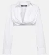 JACQUEMUS LA CHEMISE BAHIA COTTON-BLEND CROPPED TOP