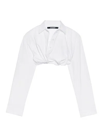 Jacquemus Bahia Courte Cropped Shirt In White