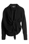 Jacquemus Bahia Twisted Long-sleeved Shirt In Black