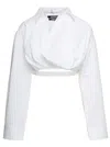 JACQUEMUS LA CHEMISE BAHIA WHITE CROPPED SHIRT IN COTTON WOMAN