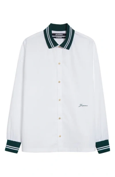 JACQUEMUS JACQUEMUS LA CHEMISE BASEBALL STRETCH COTTON BUTTON-UP SHIRT