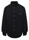 Jacquemus Virgin Wool Long-sleeve Shirt With Embroidered Logo In Black