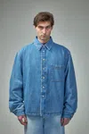 Jacquemus The Boulanger Puffed Denim Overshirt In Blue