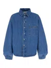 Jacquemus 'la Chemise Boulanger' Blue Jacket With Classic Collar And Logo Embroidery On The Front In Blue
