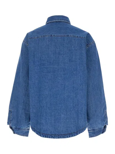 Jacquemus 'la Chemise Boulanger' Blue Jacket With Classic Collar And Logo Embroidery On The Front In Denim Man