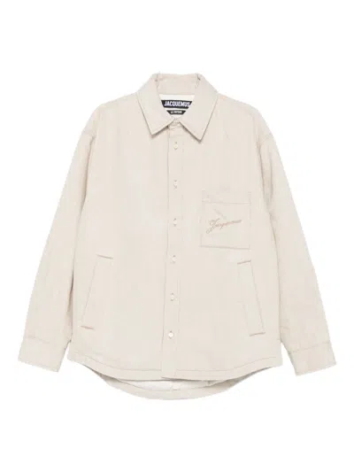 Jacquemus Button-down Shirt Curved Hemline Long Sleeves In Neutral