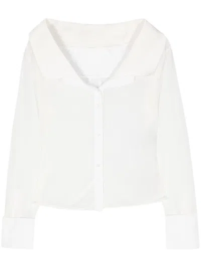 Jacquemus La Chemise Brezza Off-shoulder Shirt In White