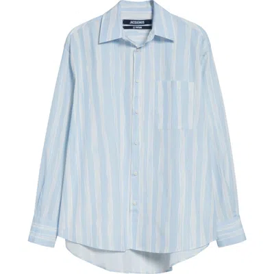 Jacquemus La Chemise Camargue Cotton Button-up Shirt In Blue