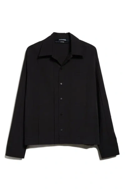 Jacquemus La Chemise Corto Paneled Button-up Shirt In Black