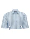 Jacquemus Bari Cropped Cutout Striped Cotton-poplin Shirt