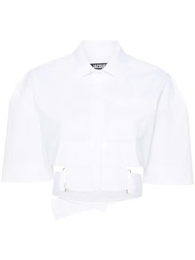 Jacquemus La Chemise Courte Bari Shirt In White