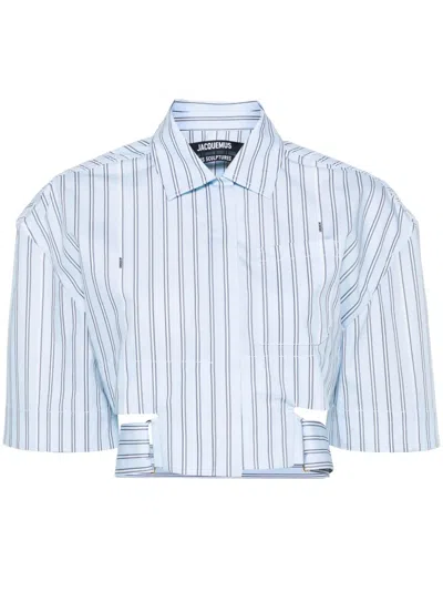 Jacquemus The Bari Short Shirt In Print_blue_stripe