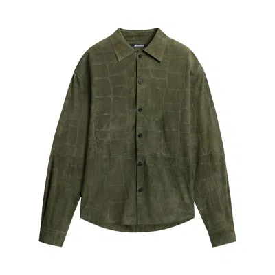 Pre-owned Jacquemus La Chemise Croco Cuir 'khaki' | Tan | Men's Size 50