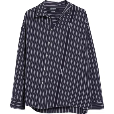 JACQUEMUS JACQUEMUS LA CHEMISE CUADRO ASYMMETRIC BUTTON-UP SHIRT