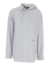 Jacquemus 'la Chemise Quadro' Grey Shirt With Embroidered Logo On The Front And Asymmetric Design In Grey