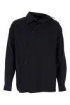 Jacquemus Long Sleeve Checkered Shirt Chest Pocket In Blue