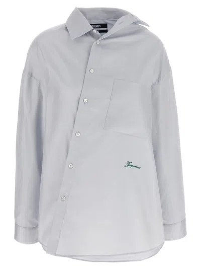 Jacquemus La Chemise De Costume In Light Grey In Blue