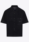 Jacquemus 'de Nîmes' Blue Shirt With Embroidered Logo On The Front In Navy