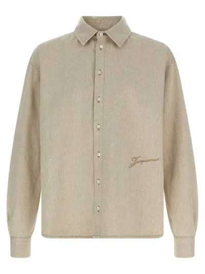 Jacquemus Simon Denim Shirt Long Sleeves In Neutral