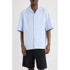 Jacquemus La Chemise Fonccio Embroidered Camp Shirt In Blue