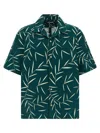 Jacquemus Leaf Print Short Sleeve Shirt With Pocket In Green