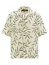 Jacquemus Cotton Poplin Shirt With Foliage Print And Embroidered Logo In Neutral