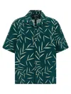 Jacquemus Leaf Print Short Sleeve Shirt With Pocket In Green