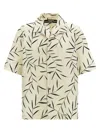 Jacquemus Cotton Poplin Shirt With Foliage Print And Embroidered Logo In Neutral