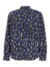 Jacquemus 'la Chemise Jean' Blue Shirt With Spread Collar And All-over Logo Motif In Multicolor