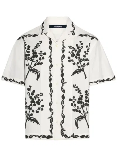 Jacquemus La Chemise Jean Printed Cotton Bowling Shirt In Multi