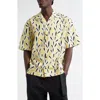 Jacquemus Yellow Cotton Jean Shirt With Playful Leaf Pattern