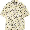 Jacquemus Yellow Cotton Jean Shirt With Playful Leaf Pattern In Print Yellow/black