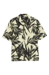 Jacquemus 'la Chemise Jean' Multicolor Bowling Shirt With Palm Print In Prt Foliage Black/ Yellow
