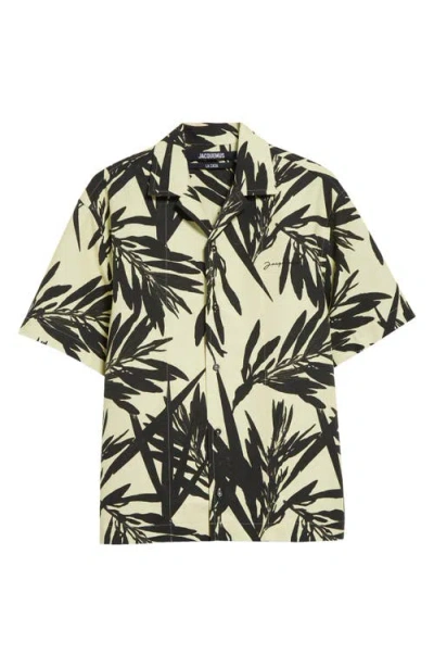 Jacquemus 'la Chemise Jean' Multicolor Bowling Shirt With Palm Print