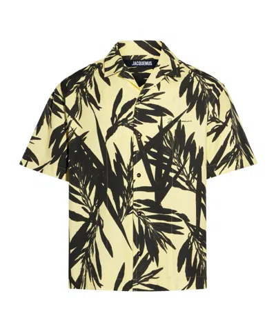 JACQUEMUS JACQUEMUS LA CHEMISE JEAN FOLIAGE PRINTED BOWLING SHIRT