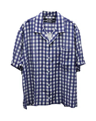 Jacquemus 'la Chemise Jean' Gingham Shirt In Blue White Viscose