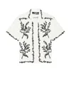 Jacquemus La Chemise Jean Printed Cotton Bowling Shirt In Print Mimosa Frise Black