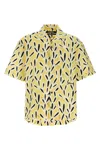 Jacquemus Yellow Cotton Jean Shirt With Playful Leaf Pattern