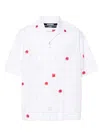 Jacquemus 'la Chemise Jean' White Shirt With Cuban Collar And All-over Logo Motif In 白色